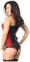 Top Drawer Two-Tone Wine Brocade and Faux Leather Steel Boned Corset