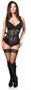 Top Drawer Fishnet and Faux Leather Steel Boned Underbust Corset