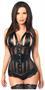 Top Drawer Faux Leather and Fishnet Steel Boned Halter Top Corset