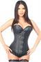 Top Drawer Black Faux Leather Steel Boned Corset w/Clasps