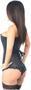 Top Drawer Black Faux Leather Steel Boned Corset w/Clasps