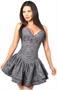 Top Drawer Dark Grey Lace Steel Boned Ruffle Corset Dress