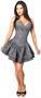 Top Drawer Dark Grey Lace Steel Boned Ruffle Corset Dress