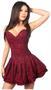 Top Drawer Wine Lace Steel Boned Ruffle Corset Dress
