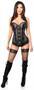 Top Drawer Faux Leather and Fishnet Steel Boned Corset