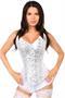 Top Drawer White/Silver Sequin Pointed Top Steel Boned Corset