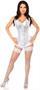 Top Drawer White/Silver Sequin Pointed Top Steel Boned Corset
