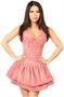 Top Drawer Mauve Lace Steel Boned Ruffle Corset Dress