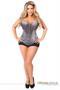 Top Drawer Gunmetal Satin Steel Boned Corset