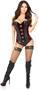 Top Drawer Red Velvet and Faux Leather Steel Boned Corset