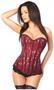 Top Drawer Bordeaux Lace Steel Boned Corset w/Rhinestones