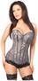 Top Drawer Gunmetal Lace Steel Boned Corset w/Rhinestones