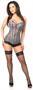 Top Drawer Gunmetal Lace Steel Boned Corset w/Rhinestones