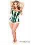 Top Drawer Ivory/Green Steel Boned Corset w/Clasp Closure