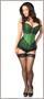 Top Drawer Emerald Brocade Steel Boned Corset w/Black Eyelash Lace