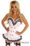 Top Drawer White Navy Officer Overbust Steel Boned Corset
