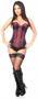 Top Drawer Wine/Black Steel Boned Corset w/Clasps and D-Rings