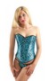 Retro Polka Dots Electric Blue Corset Top with G-String