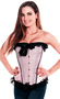 Womens Pink Front Bow Satin Party Corset Top
