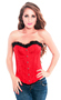 Red Strapless Overbust Fashion Corset Top with Plush Trims