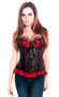 Valentine Red Burlesque Lace Trim Overbust Corset Top