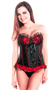 Valentine Red Burlesque Lace Trim Overbust Corset Top