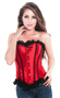Valentine Red Steel Busk Closure Satin Corset Top