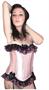 Pink Satin Ruffled Corset with Trims