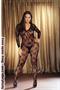 Long sleeve bow design open crotch bodystocking black