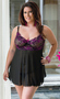 Scalloped Stretch Lace and Mesh Babydoll with G-string