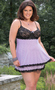 Stretech Lace and Mesh Babydoll with G-string