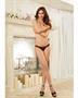 Scalloped Cross Dye Lace Stretch Mesh Panty w/Strappy Back Black