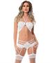 Lace Tri Top Bra, Garter Panty and Thigh Highs