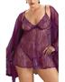 Embroidered Lace Babydoll and Thong
