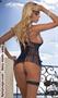 Sheer laced mini dress, leg garters and thong night