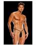 Male power g-string with front ring black