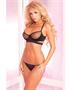 Pink Lipstick Trap Straps Sexy Fishnet Bra Set.