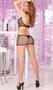 Pink lipstick fishnet v-neck cut out mini dress