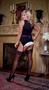 3 pc working late pinstripe knit vest garter, thong and glasses