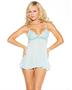 Chiffon and Lace Babydoll w/Adjustable Straps and G-String Seafoam