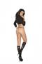 Sheer knee hi with criss cross pattern.