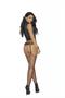 Fence net garter belt with matching stockings.