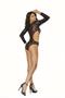 Long sleeve lace teddy with cut out side.