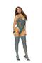 Crochet lace teddy with cut out detail and matching stockings.