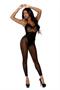 Crochet and opaque footless bodystocking with open crotch.