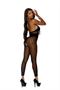 Crochet and opaque footless bodystocking with open crotch.