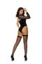 Opaque teddy with fishnet sleeve and matching stockings.