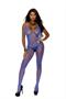 Floral crochet bodystocking with vertical stripes and open crotch.