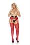 Vertical striped crochet suspender pantyhose.