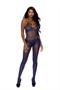 Sheer bodystocking with rose flower burnout.